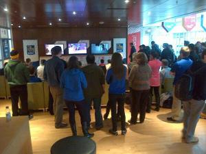 During the winter Olympics'14, we created a "Go Canada" lounge where people could cheer team Canada. 